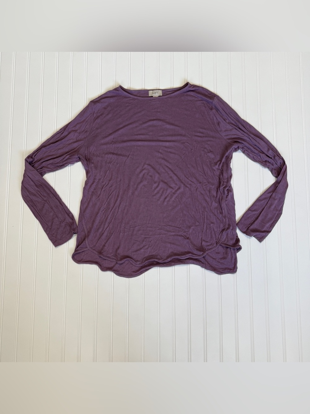 LOFT Mauve Long-Sleeve Lightweight Crewneck Top